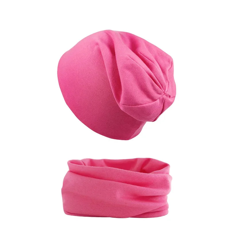 New Baby Hat Scarf Set Boys Girls Cap Autumn Winter Soft Elastic Beanie Hats Cotton