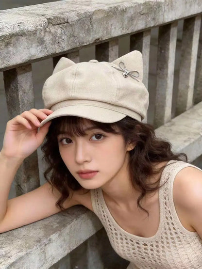 Women Cute Ear Octagonal Beret