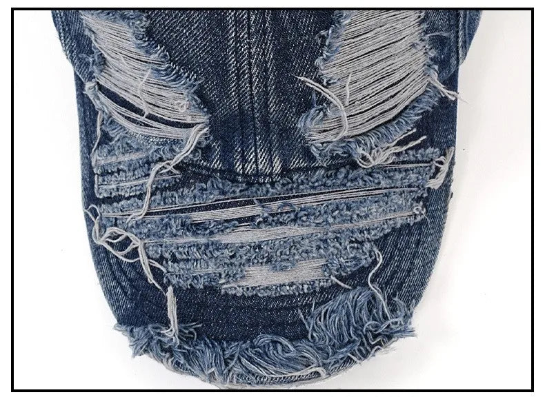 Distressed Denim Baseball Cap Ripped Vintage Dad Hat Unisex Adjustable