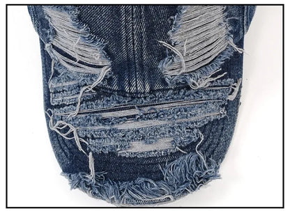 Distressed Denim Baseball Cap Ripped Vintage Dad Hat Unisex Adjustable