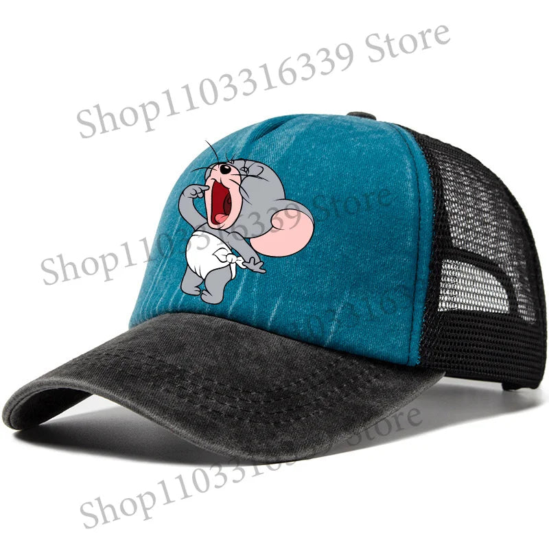 New Tom and Jerry Retro Hat Cartoon Baseball Cap Man Women Adjustable Baseball Hat Children Cute Sun Hat
