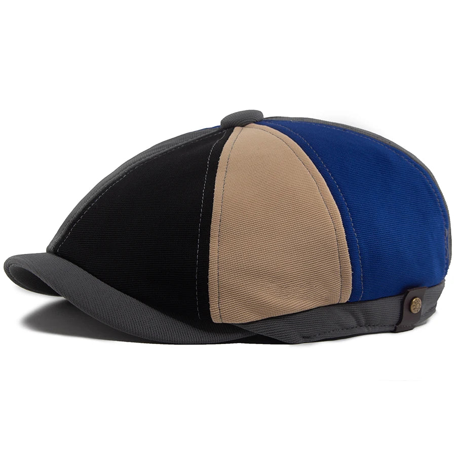 Spring Autumn Solid Patchwork Vintage Newsboy Cap