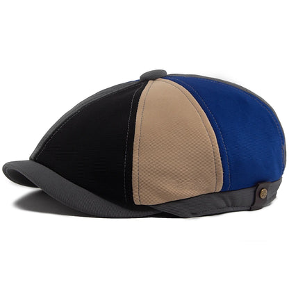 Spring Autumn Solid Patchwork Vintage Newsboy Cap