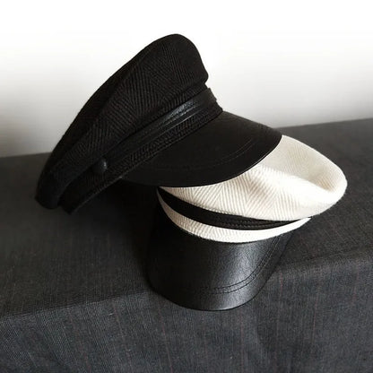Women Wool Flat Navy Hat, Autumn Winter Small Brim Vintage Beret Painter Cap