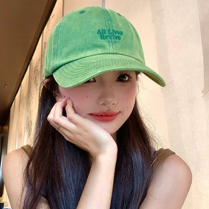 Solid Color Letter Baseball Hat For Women Embroidery Adjustable Sun Hat Girl Outdoor Causal Duck Cap