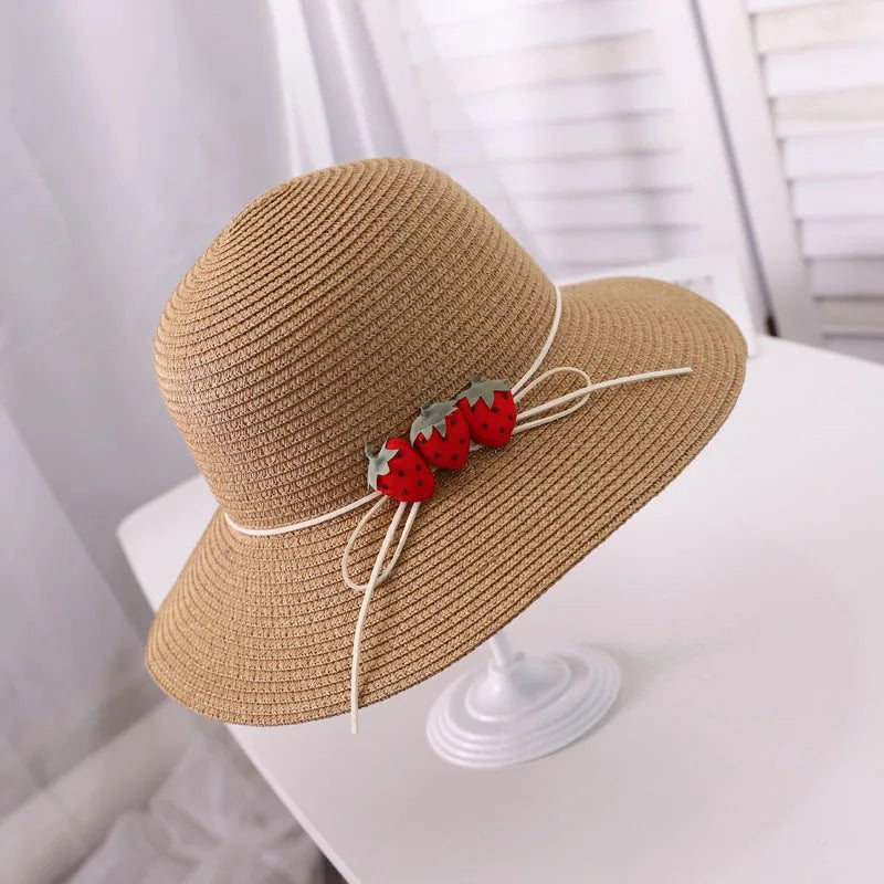 Parent-Child Summer Sun Protection Women Big Brim Straw Hat Girls