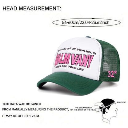 Mesh Hat Wam Vany Side Lipprint Embroidery Outdoor Leisure Sports