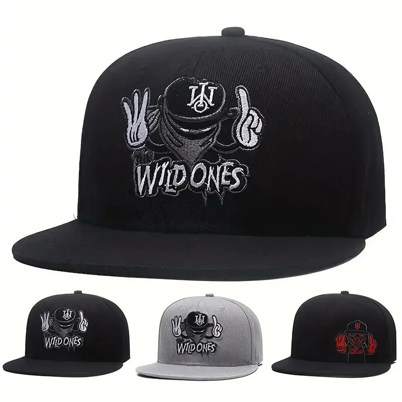 Unisex Ninja Letter Snapback Cap, Embroidered Hip-hop Hat, Outdoor Sunscreen Cap for Men Women