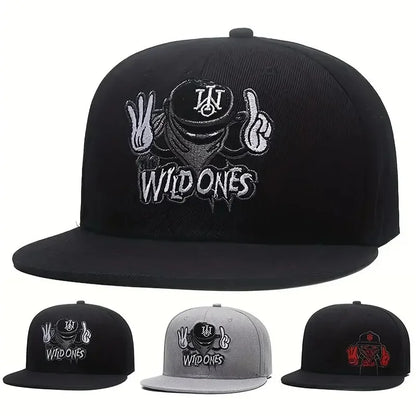 Unisex Ninja Letter Snapback Cap, Embroidered Hip-hop Hat, Outdoor Sunscreen Cap for Men Women