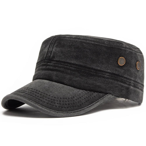 Men Flat Army Hat Washed Cotton Vintage Visor Baseball Cap Hunting Militarily Caps Casual Outdoor