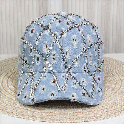 Fashionable Multiple Styles Of Glittering Sequin Frayed Denim Baseball Caps