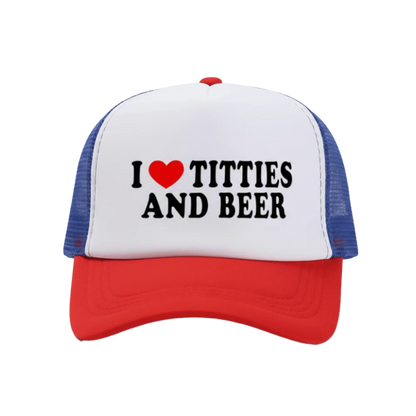 Letter Printing I Love Titties And Beer Hats