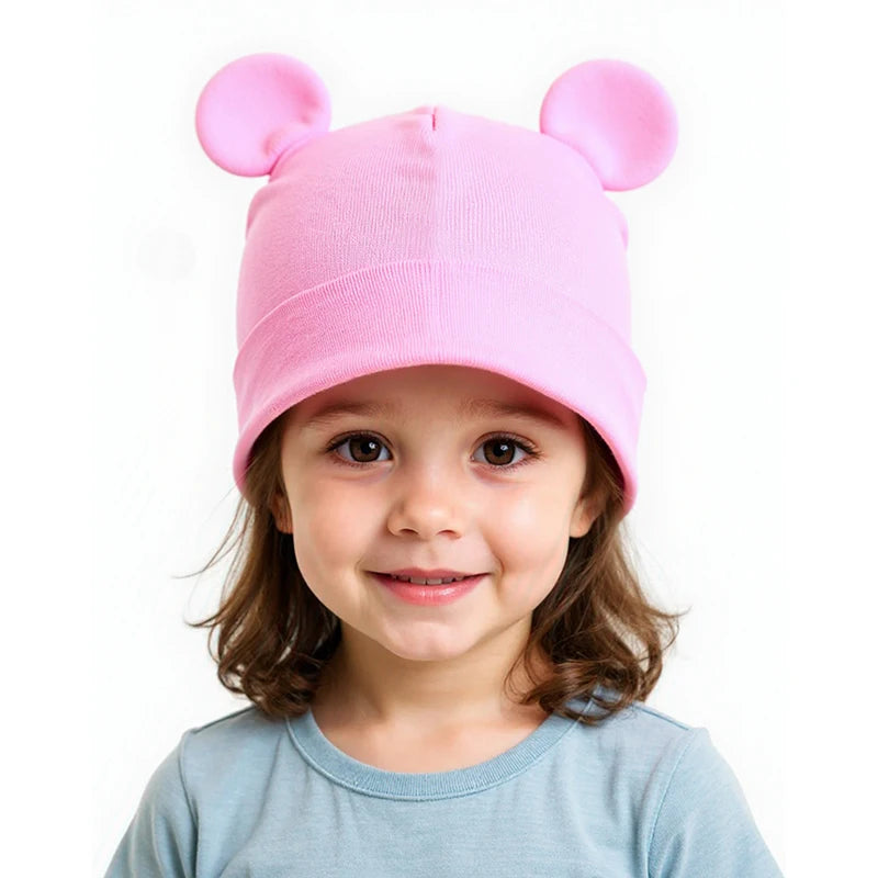 Baby Beanie Hat With Bear Ears Solid Color Baby Hats