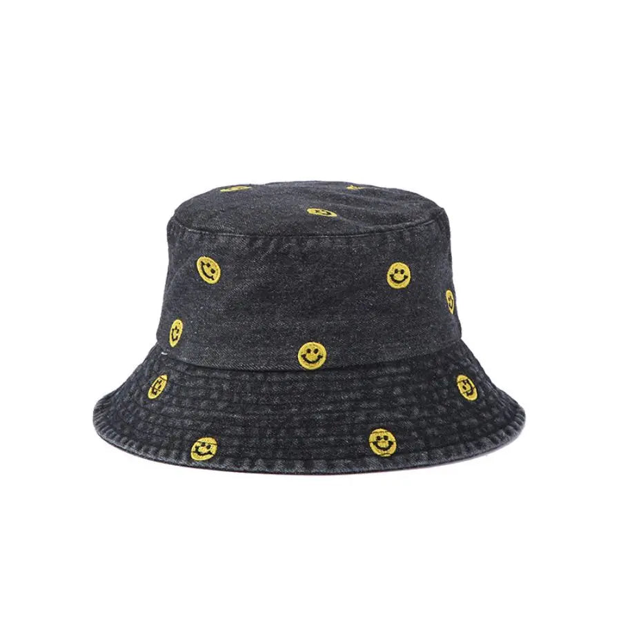 Spring Summer Strawberry Embroidery Denim  Bucket Hat
