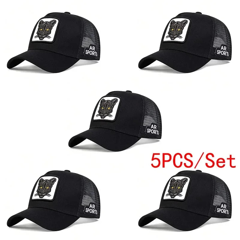 Unisex Panther Embroidery Baseball Net Caps Spring and Summer
