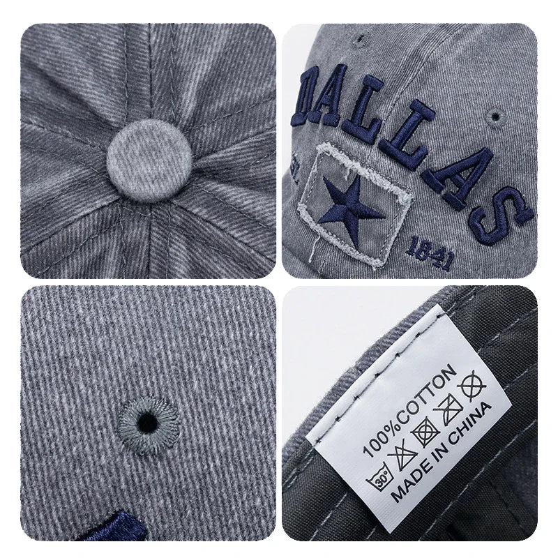 4 Colors Unisex Dallas 3D Embroidered Baseball Cap Snapback Caps