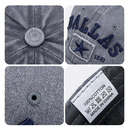 4 Colors Unisex Dallas 3D Embroidered Baseball Cap Snapback Caps