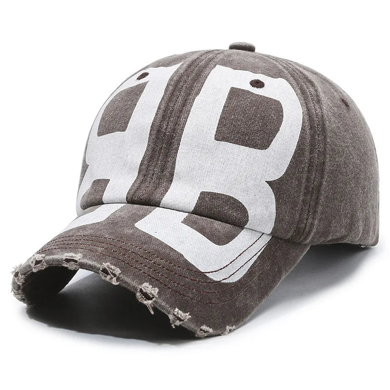 New Spring Washed Distressed Soft Top Printed Baseball Cap