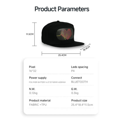 Screen Cap Bluetooth Connection App Control Display Baseball Hat