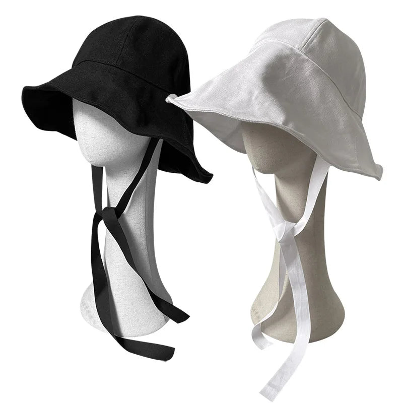 Summer Breathable Linen Dome Bucket Hat Women