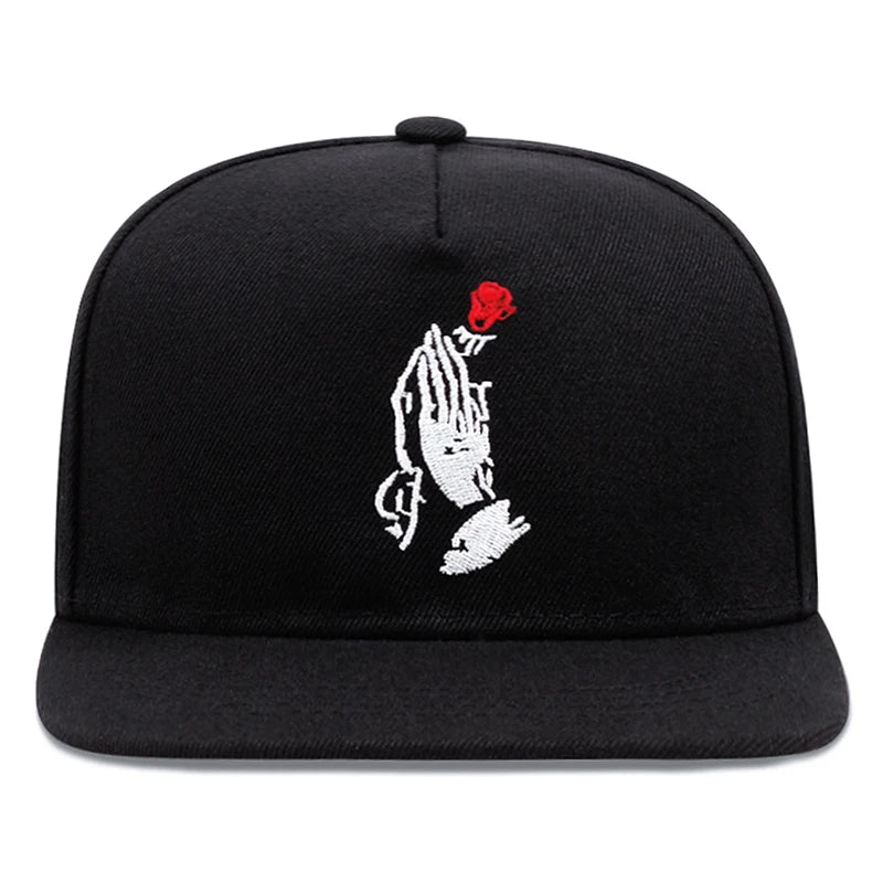 Fashion New Flat Edge Hat Rose Letter Embroidered Baseball Hat Daily Sunshade Hat Unisex Hip Hop Hat
