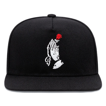 Fashion New Flat Edge Hat Rose Letter Embroidered Baseball Hat Daily Sunshade Hat Unisex Hip Hop Hat