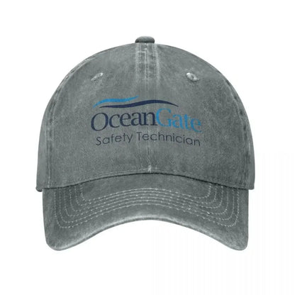 Vintage OceanGate Safety Technician Baseball Cap Unisex Style Distressed Washed Headwear Outdoor All Seasons Travel Hats Cap
