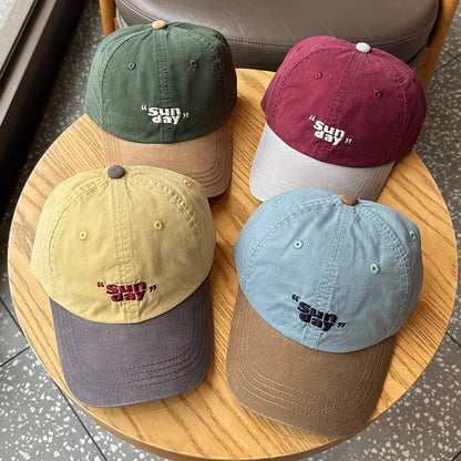 Small Niche Color Blocking Design Duckbill Cap Fashion Korean Outdoor Retro
