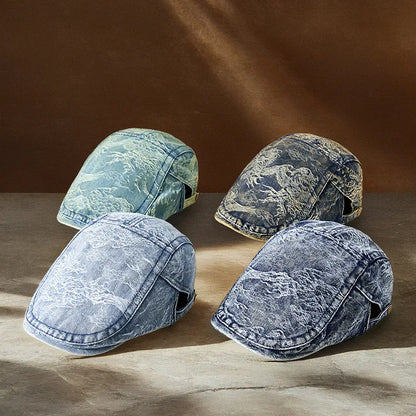 2026 Women's Distressed Denim Newsboy Cap