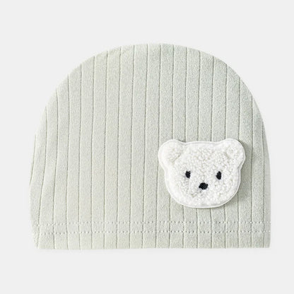 Soft Infant Beanies Caps Baby Hat Cartoon Bear Boneless Muslin Hat Newborn 0-3M