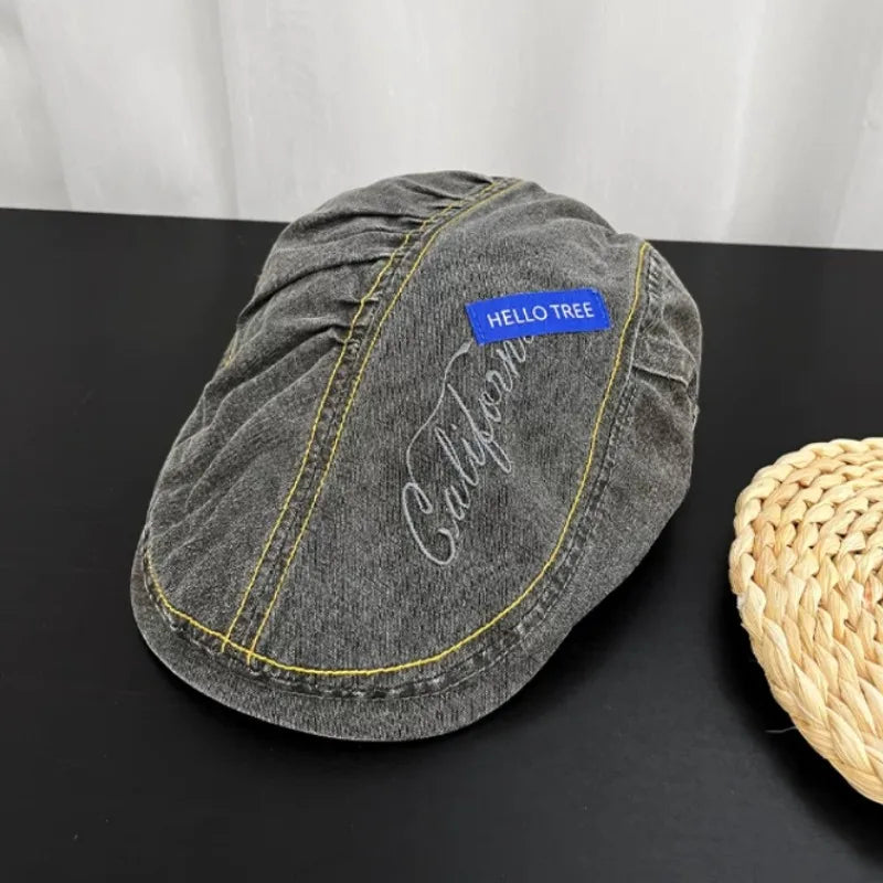 Harajuku Style Retro Wash Denim Forward Hats