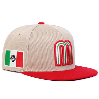 Unisex M Letter Side Brazilian Flag Embroidery Hip-Hop Hats