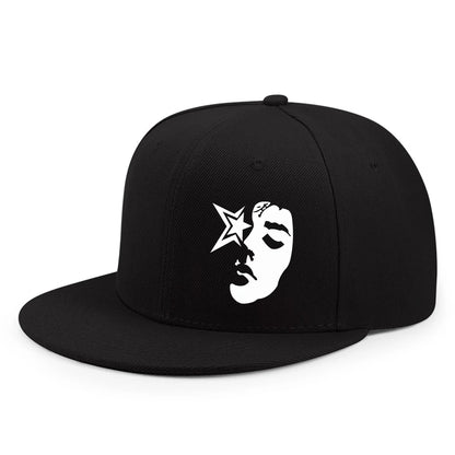 Fashion Face Pattern Printed Flat Brim Hat Hip Hop Y2k Snapback Hats