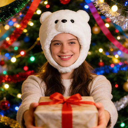 Polar Bear Hat Soft Lightweight Animal Headwear Funny Party Masquerade Cap