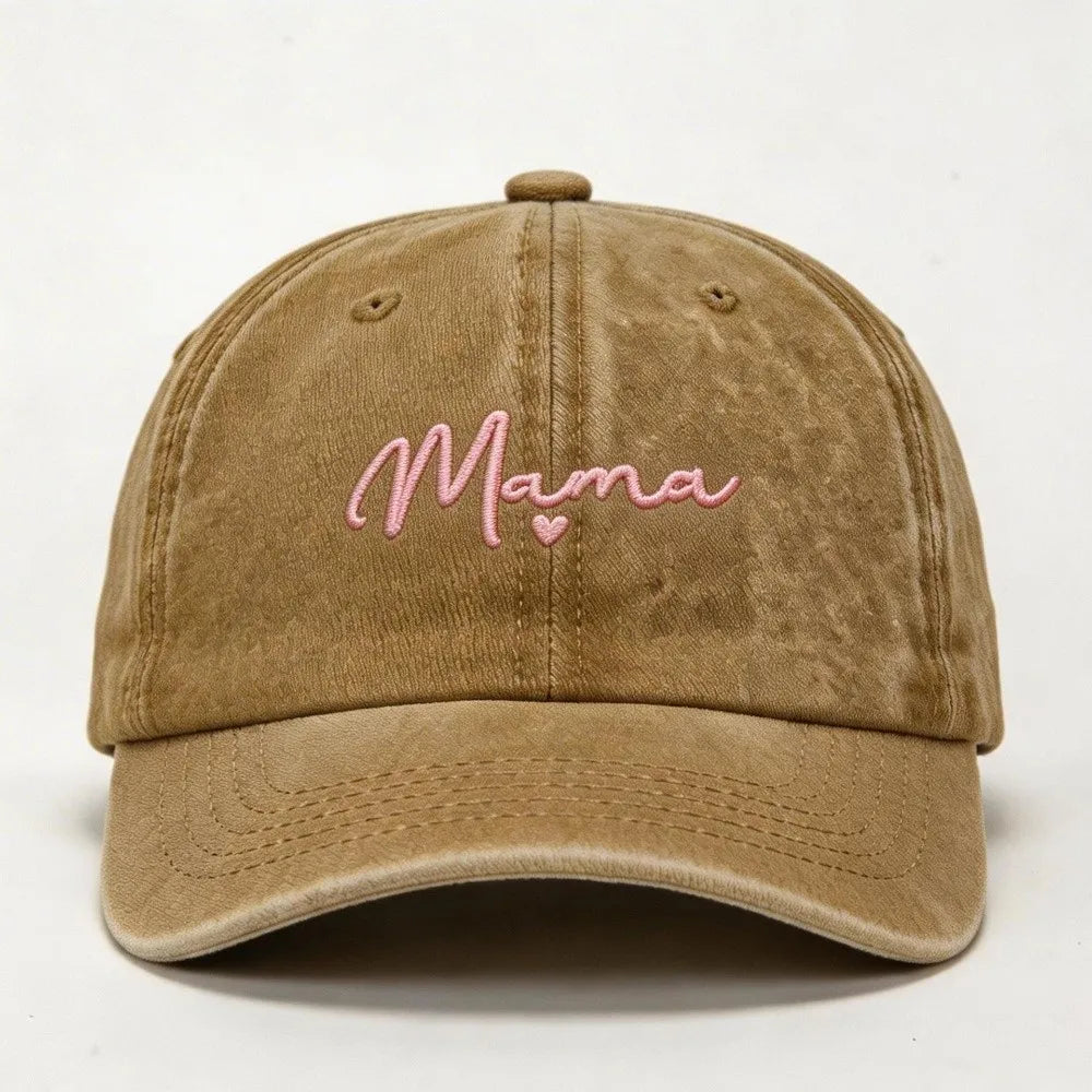 Fashion Washed Cotton Mama Heart Caps
