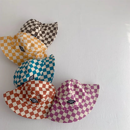 Fashionable Checkerboard Pattern Kids Bucket Hat