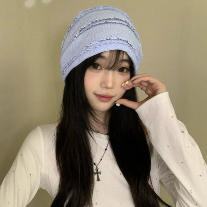 Women's Retro Checked Distressed Beanie Soft, Durable, Breathable