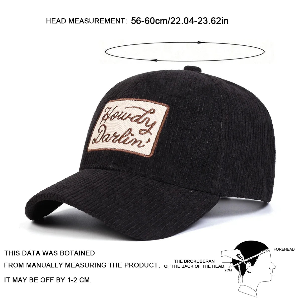Unisex Corduroy Howdy DARLIN Embroidery Corduroy Baseball Caps Spring Autumn