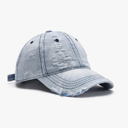 Distressed Denim Baseball Cap For Men
