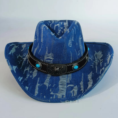 Vintage Tassel Denim Cowboy Hat For Men Women