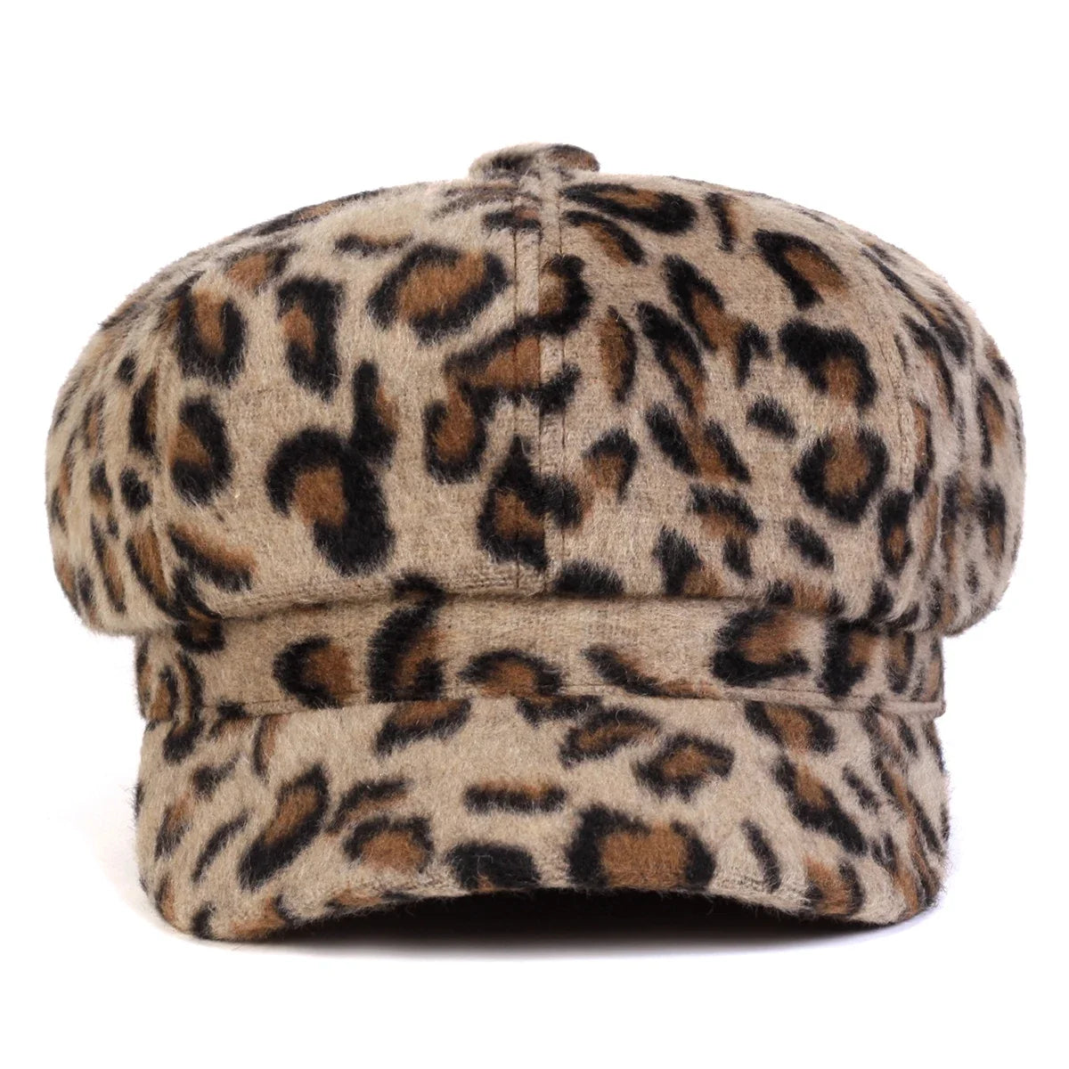 Unisex Plush Leopard Print Personality Newsboy Hat Spring Autumn