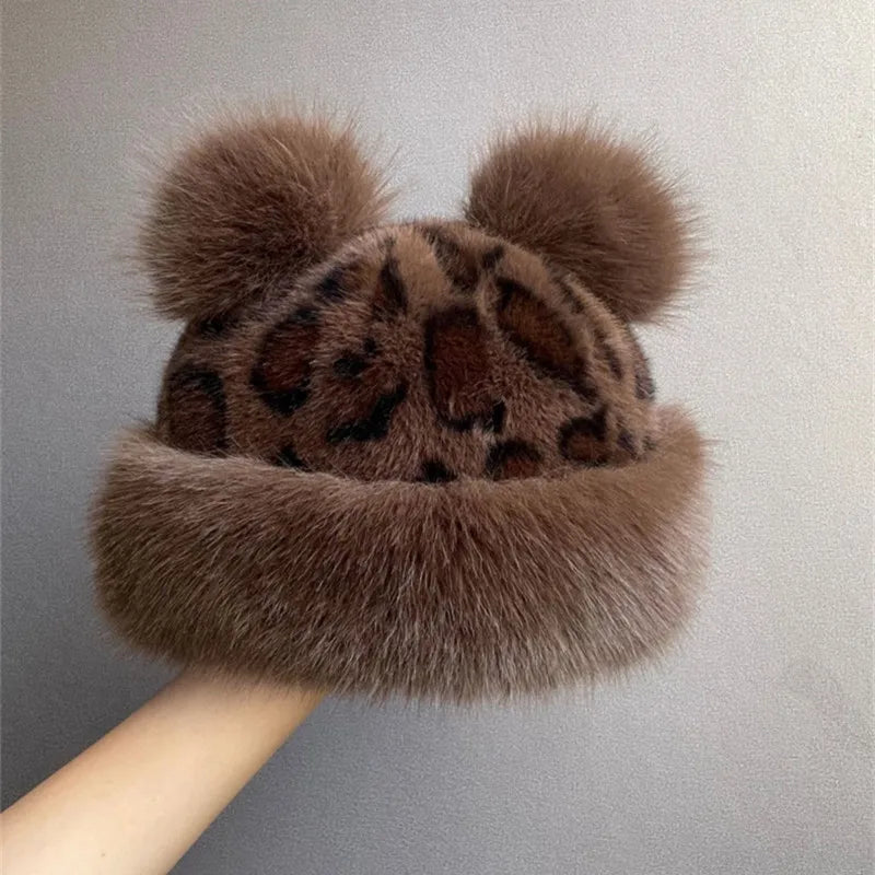 Winter Women Girls Casual Artificial Fur Beanie Caps