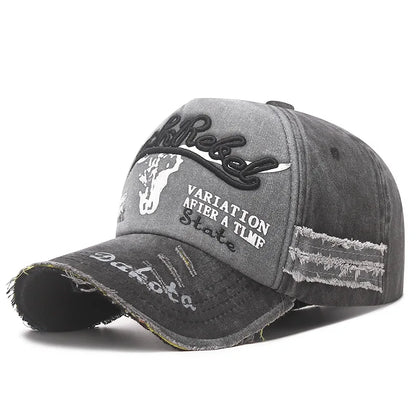Four Seasons Baseball Cap Casual Wash Embroidered Cap Curved Brim Bowler Sun Hat Vintage distressed