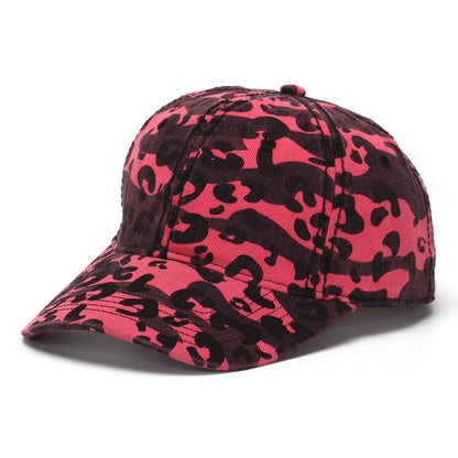 New Spring and Autumn Washed Leopard Print Baseball Cap All Cotton Camouflage Duckbill Cap Fashionable