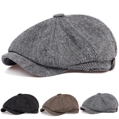Men Casual Newsboy Hat Peaky Spring Autumn Diamond Check Retro Beret Hat