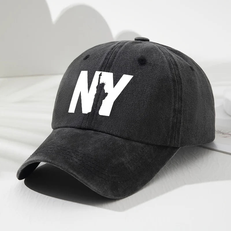 Unisex NY Goddess Print Soft Top Baseball Cap, Adjustable Outdoor Hat