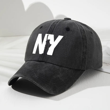 Unisex NY Goddess Print Soft Top Baseball Cap, Adjustable Outdoor Hat