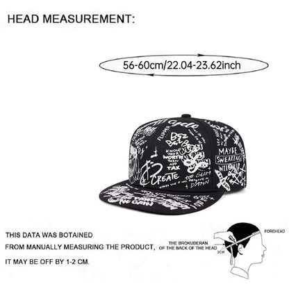 Fashionable Creative Snapback Hat Graffiti Letter Printed Hip Hop