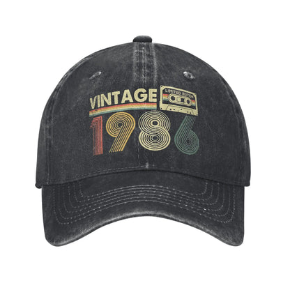 Unisex Vintage 1986 Birthday Year 40 years old  Printed Hats Vintage Distressed Denim  Baseball Cap