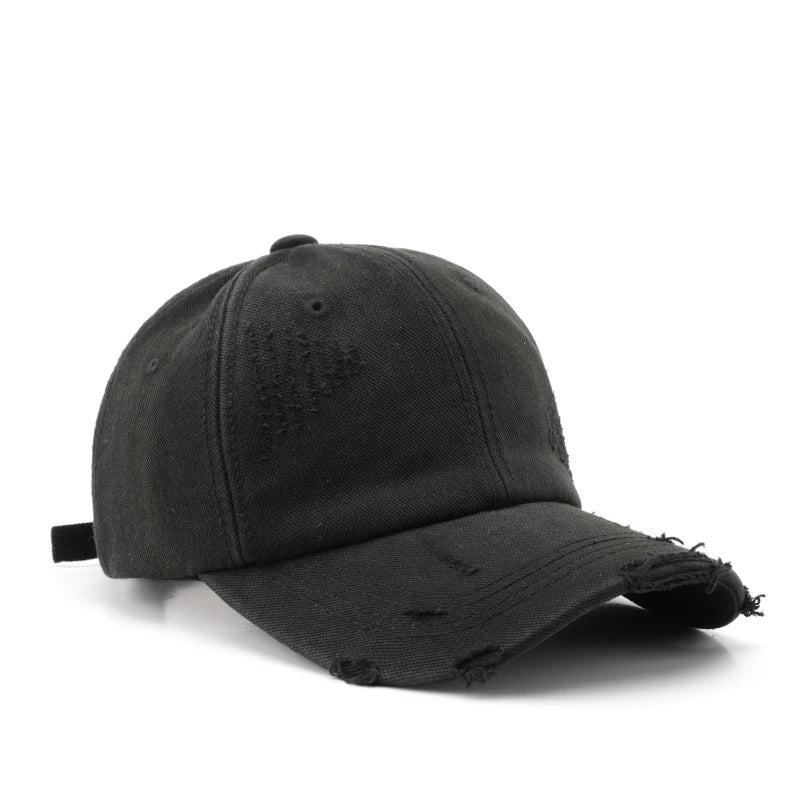 Custom Logo Washed Ripped Denim Baseball Cap